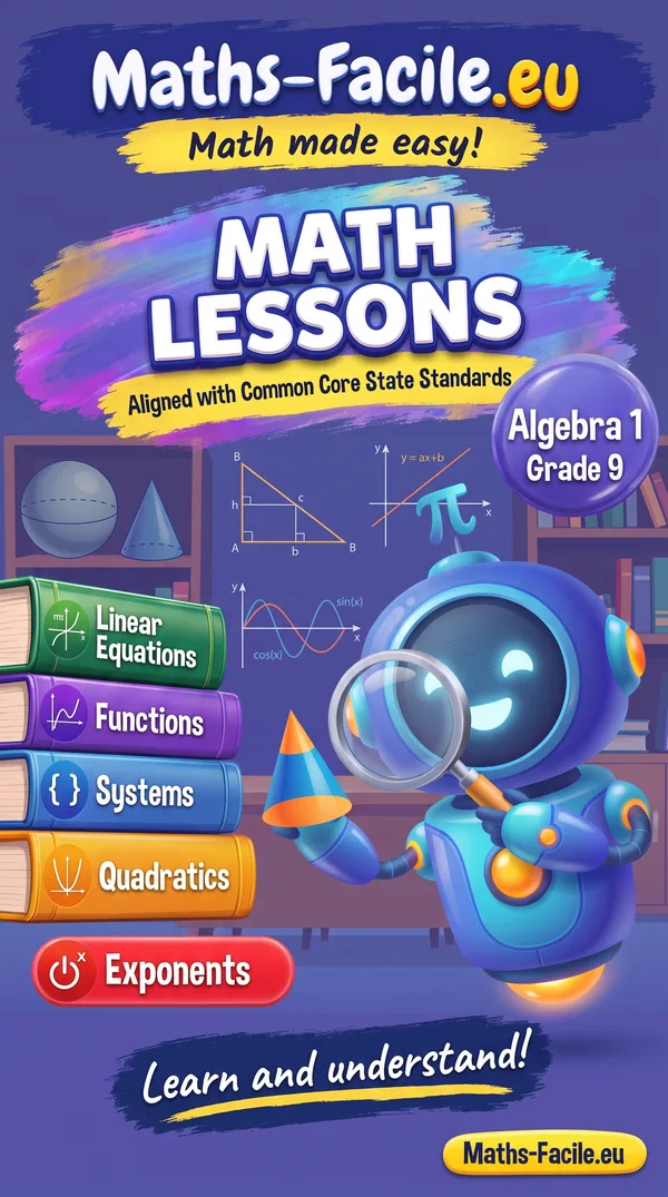 Book cover: Grade 9 – Algebra 1 Math Lessons
