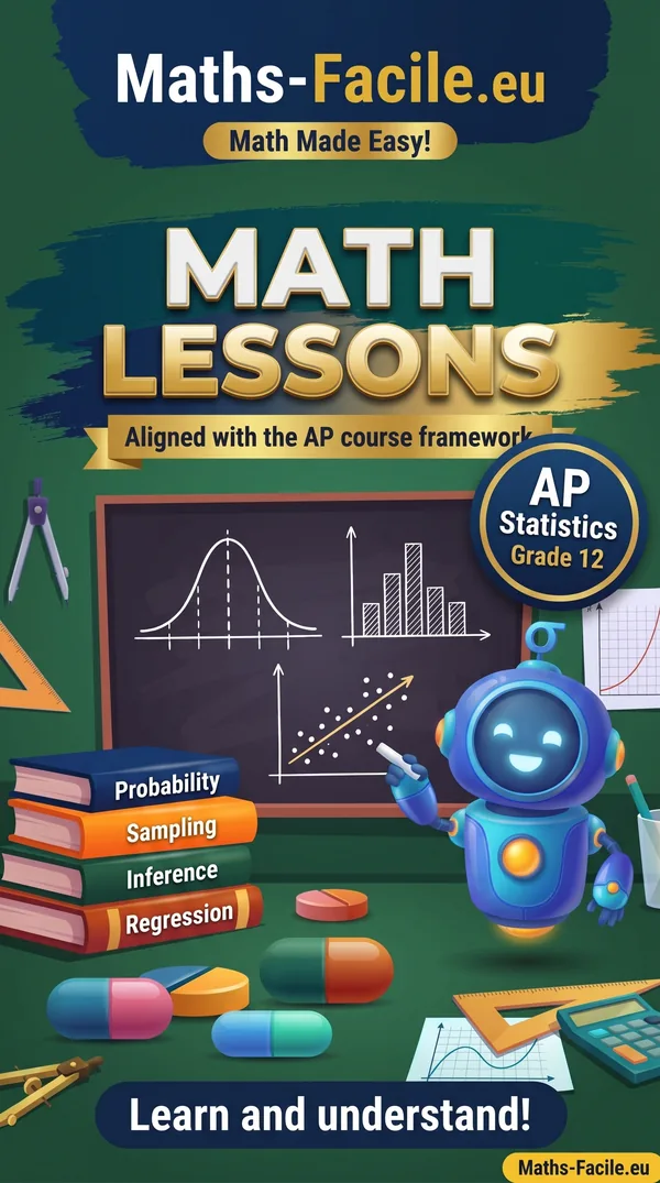 Book cover: Grade 12 – AP Statistics Math Lessons