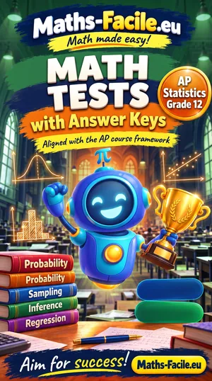 Book cover: Grade 12 – AP Statistics Math Tests with Answer Keys
