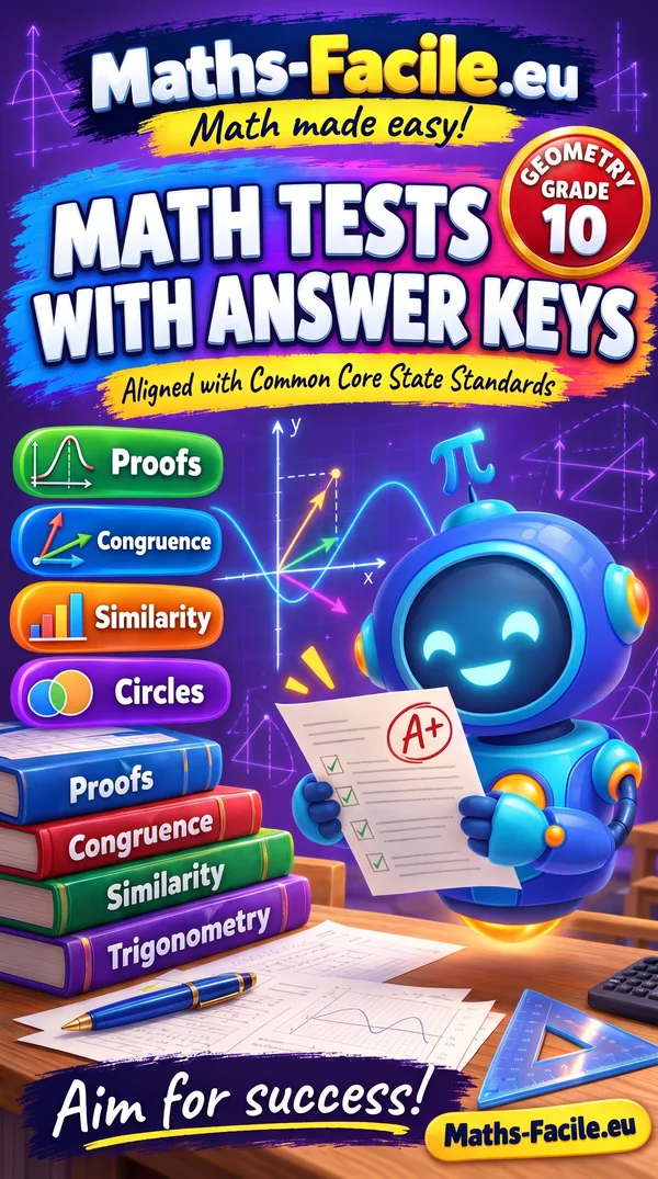 Book cover: Grade 10 – Geometry Math Tests with Answer Keys