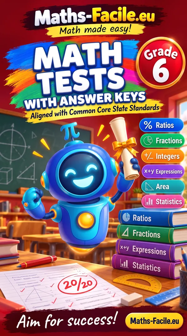 Book cover: Grade 6 Math Tests with Answer Keys