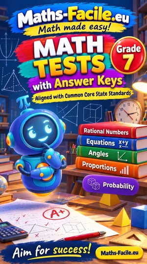 Book cover: Grade 7 Math Tests with Answer Keys