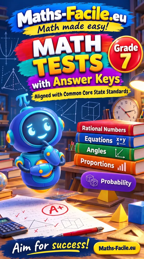 Book cover: Grade 7 Math Tests with Answer Keys