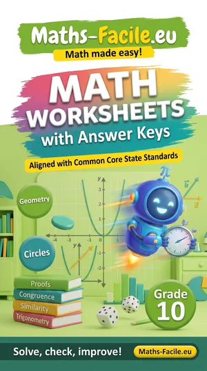 Book cover: Grade 10 – Geometry Math Worksheets with Answer Keys
