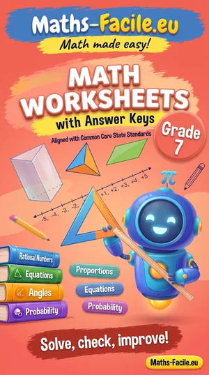 Book cover: Grade 7 Math Worksheets with Answer Keys