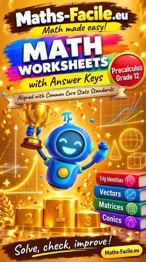 Book cover: Grade 12 – Precalculus Math Worksheets with Answer Keys
