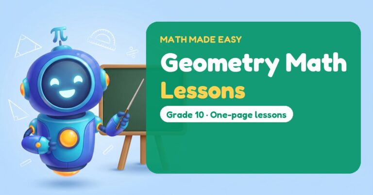 Geometry Math Lessons – Mathbot, the Math Made Easy robot coach, with free printable lessons for Geometry