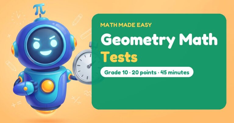 Geometry Math Tests – Mathbot, the Math Made Easy robot coach, with free printable tests for Geometry