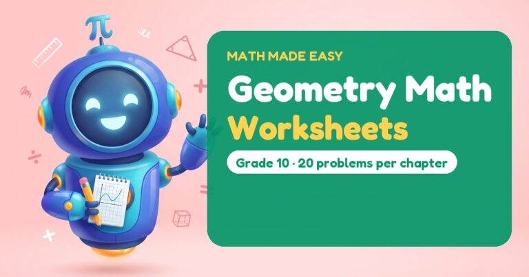 Geometry Math Worksheets – Mathbot, the Math Made Easy robot coach, with free printable worksheets for Geometry