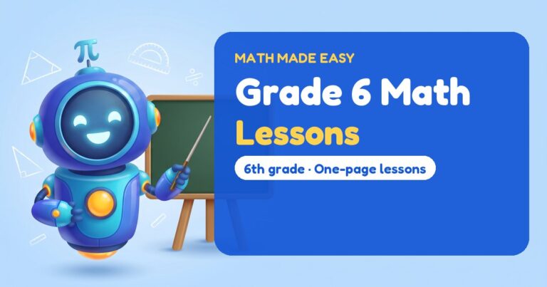 Grade 6 Math Lessons – Mathbot, the Math Made Easy robot coach, with free printable lessons for Grade 6