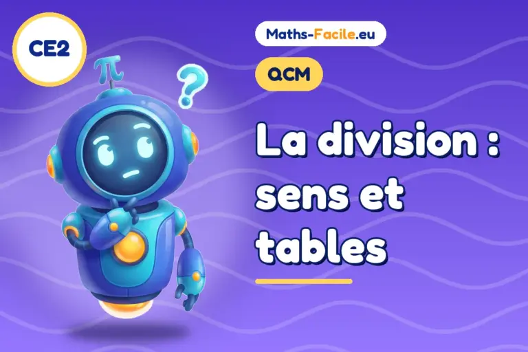 QCM division CE2 : illustration du quiz sur la division : sens et tables