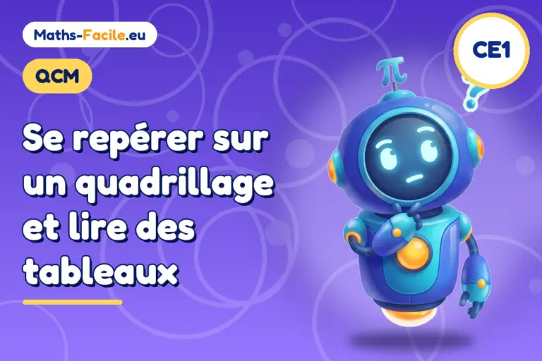 QCM repérer CE1 : illustration du quiz sur se repérer sur un quadrillage et lire des tableaux