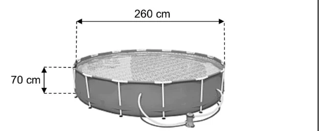 Piscine cylindrique hors sol avec sa pompe : diamètre 260 cm et hauteur 70 cm