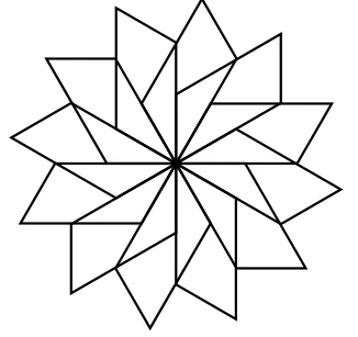 Motif formé de douze parallélogrammes disposés en étoile autour d'un centre commun