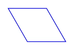 Losange bleu penché dont un côté est horizontal en haut et en bas