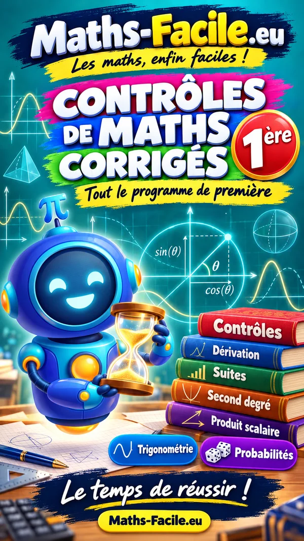 Jaquette du livre : Contrôles corrigés de maths 1ère