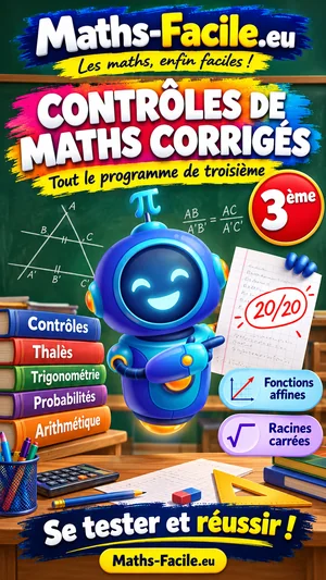 Jaquette du livre : Contrôles corrigés de maths 3ème