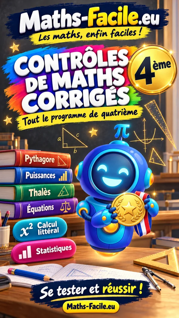 Jaquette du livre : Contrôles corrigés de maths 4ème