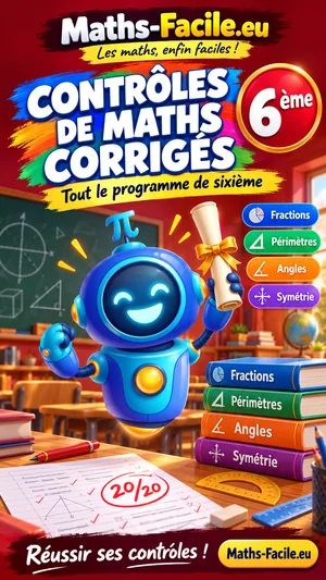 Jaquette du livre : Contrôles corrigés de maths 6ème
