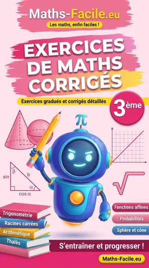 Jaquette du livre : Exercices corrigés de maths 3ème
