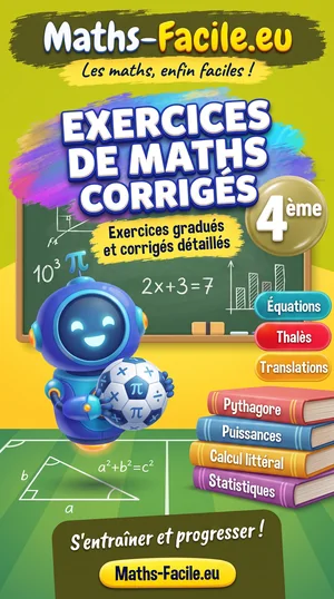 Jaquette du livre : Exercices corrigés de maths 4ème