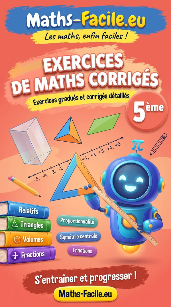 Jaquette du livre : Exercices corrigés de maths 5ème