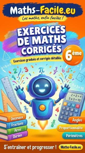Jaquette du livre : Exercices corrigés de maths 6ème