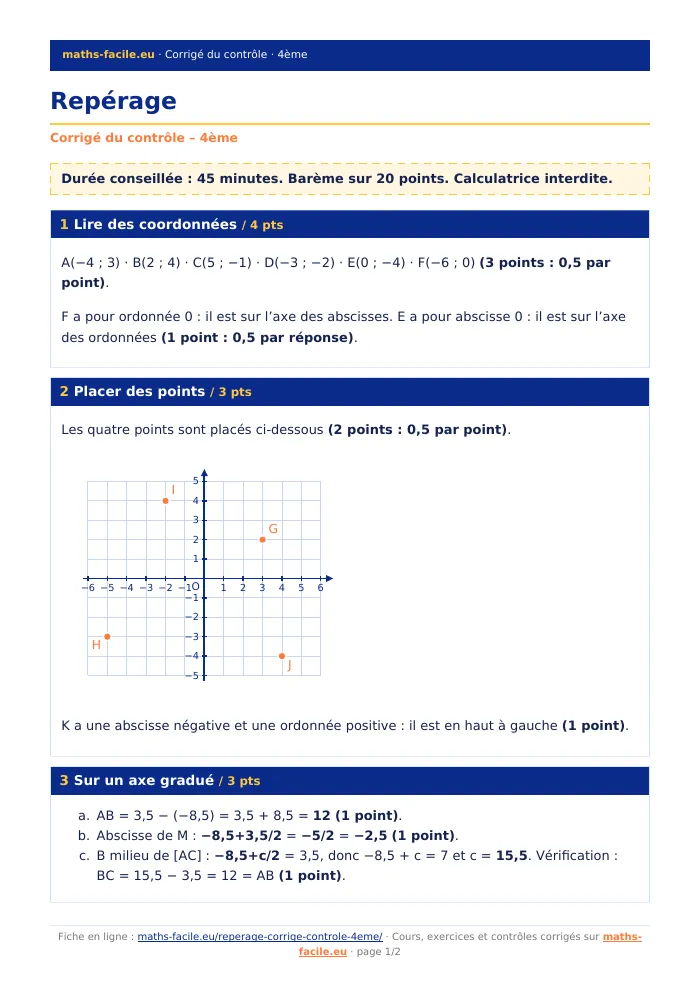 Fiche PDF : Repérage (4ème)