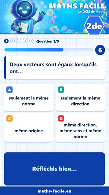 QCM maths 2de en vidéo : Vecteurs et repère, partie 1