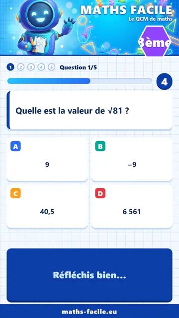 QCM maths 3ème en vidéo : Racines carrées, partie 1