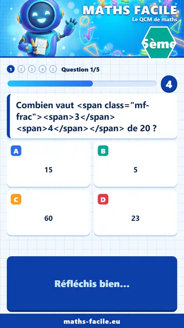 QCM maths 5ème en vidéo : Fractions, partie 1