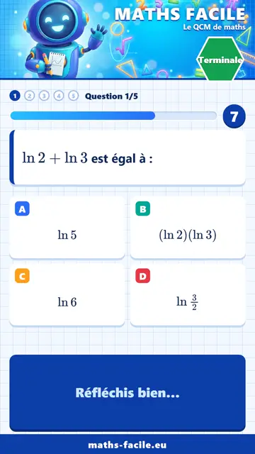 QCM maths Terminale en vidéo : Fonction logarithme népérien, partie 1