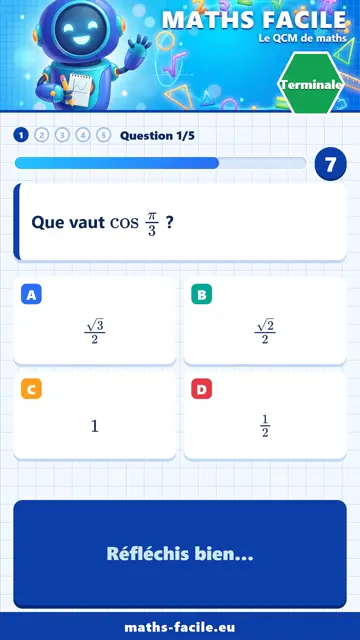 QCM maths Terminale en vidéo : Fonctions trigonométriques, partie 1